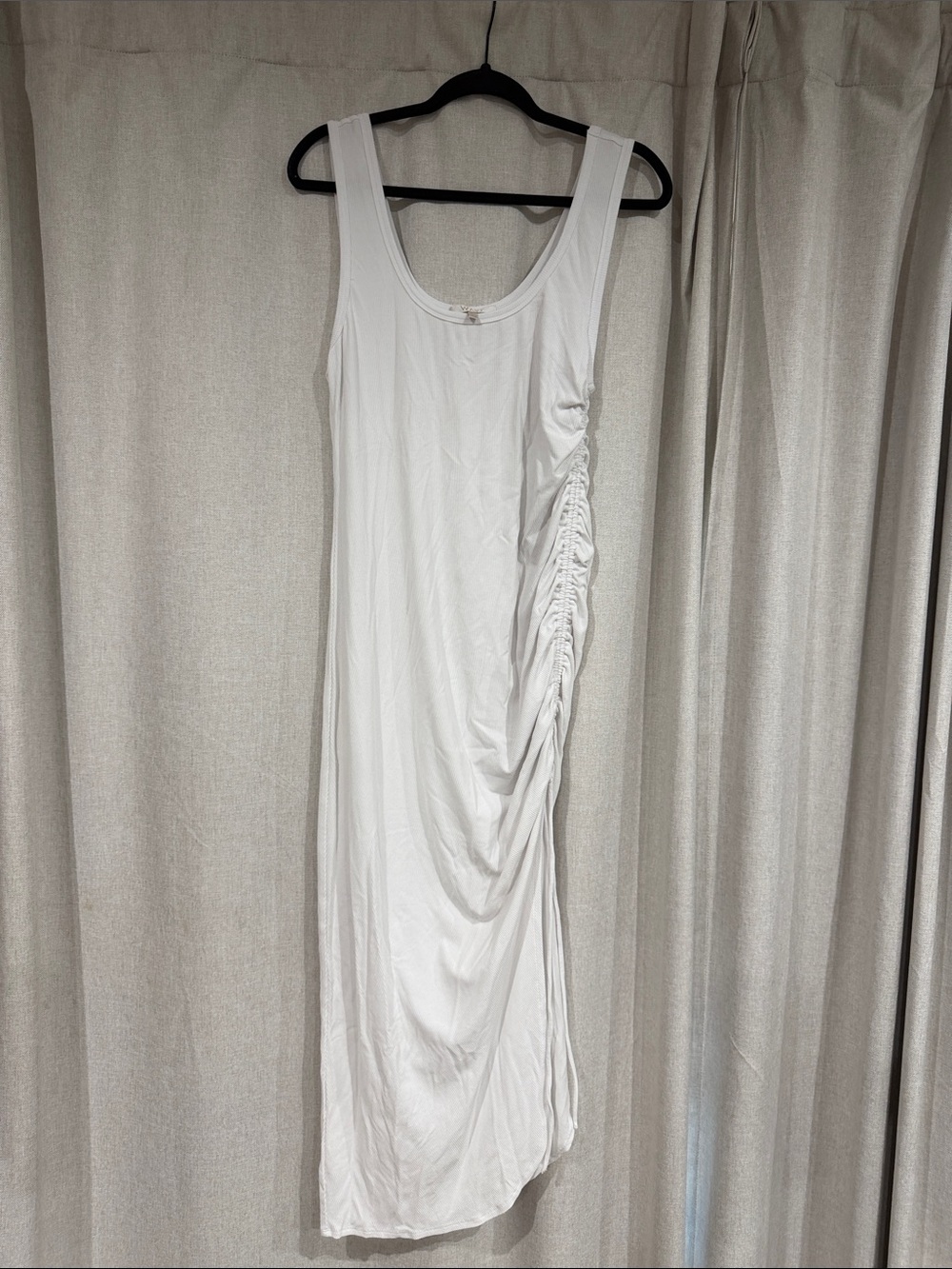 Wayf White Ruched Side Maxi Dress